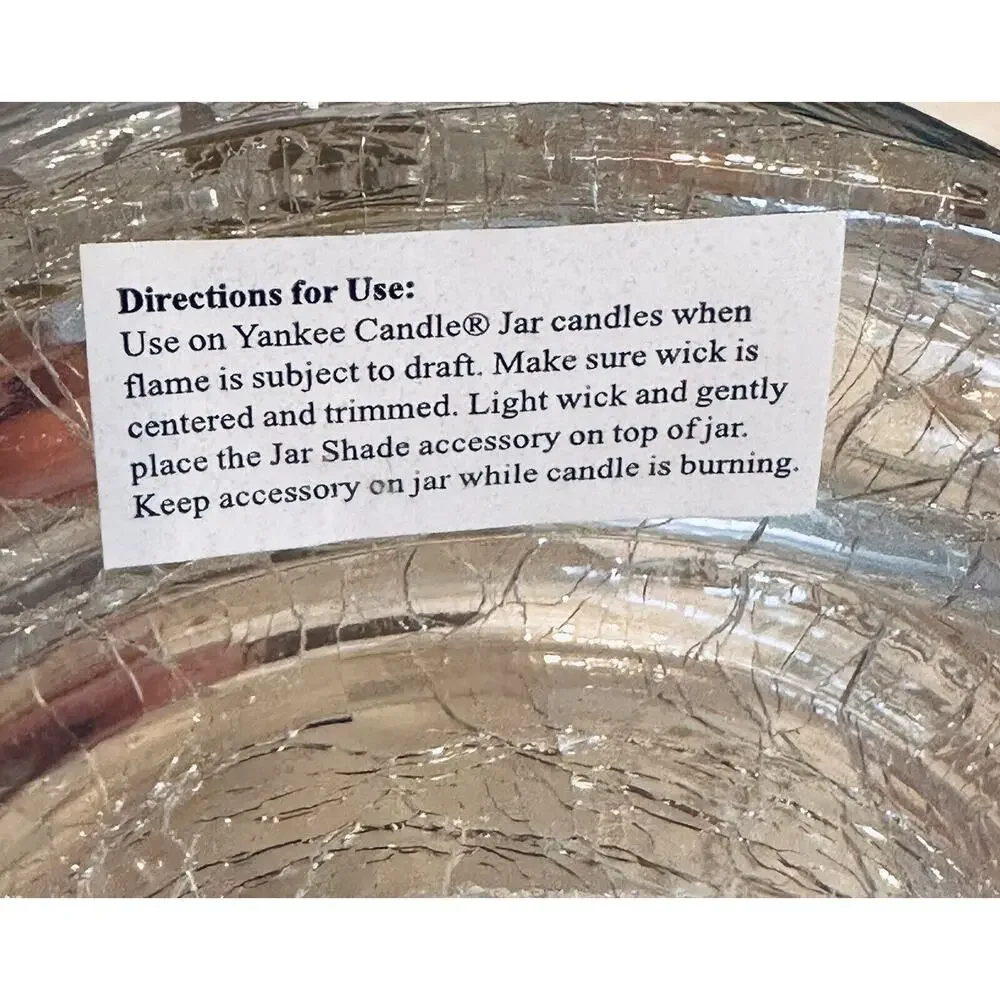 NEW Yankee Candle Shade Topper Holiday Pointsetta Florals Crackle Glass RARE ‘22